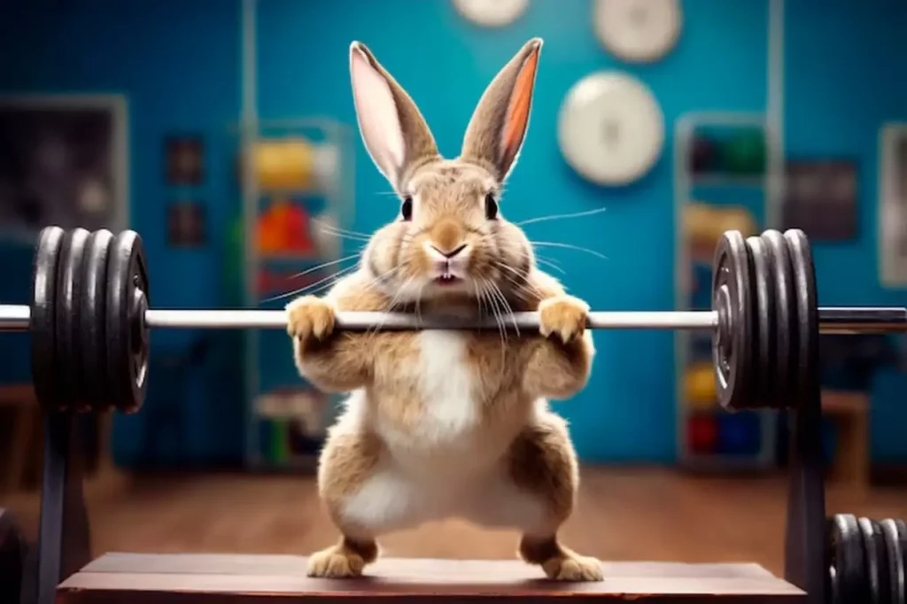 Close up on rabbit doing liftings